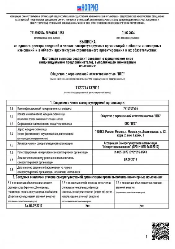 СРО Инженерные изыскания НОПРИЗ